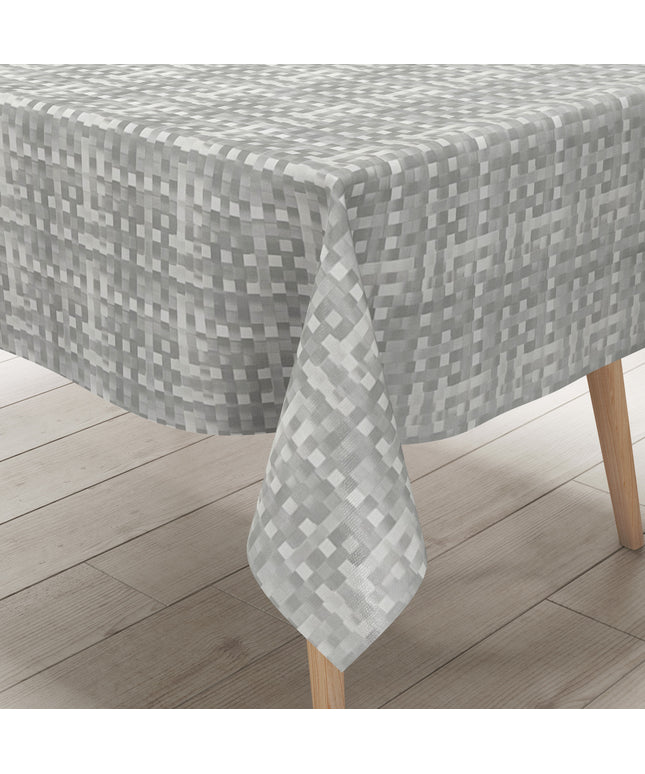 Wachstuch Tischdecke kariert silber grau