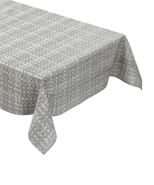 Wachstuch Tischdecke kariert silber grau