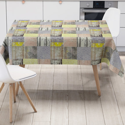 Wachstuch Tischdecke Holz und Mosaik