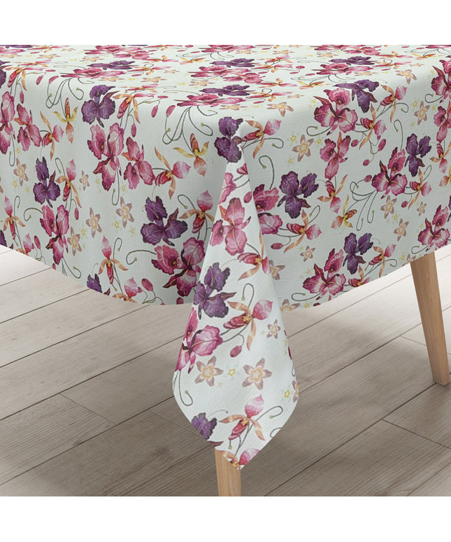 Wachstuch Tischdecke geprägt M19414 rosa Blüten Orchideen eckig rund oval