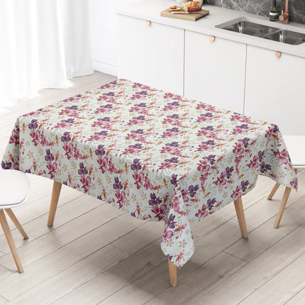 Wachstuch Tischdecke geprägt M19414 rosa Blüten Orchideen eckig rund oval