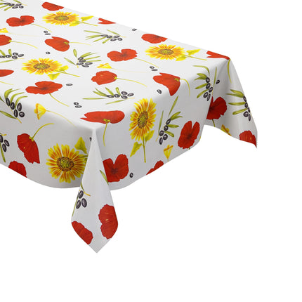 Wachstuchtischdecke Olive Mohnblume Sonnenblume Sommer