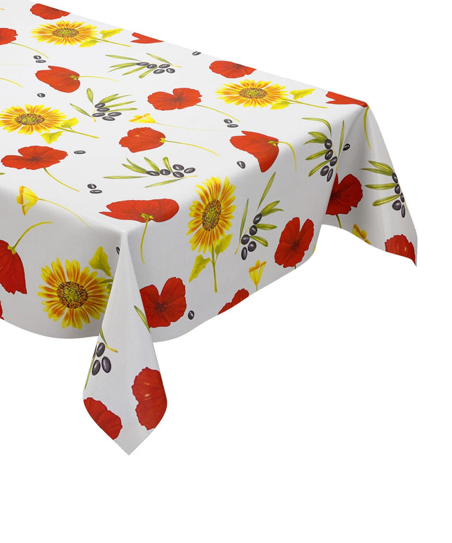 Wachstuchtischdecke Olive Mohnblume Sonnenblume Sommer