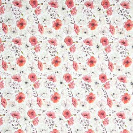textile Tischdecke mit Blumen Mohnblüten