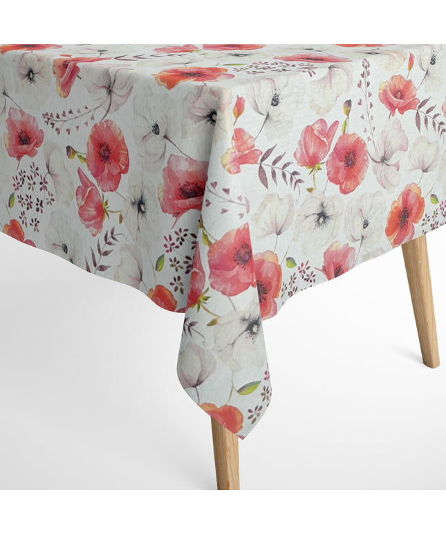 textile Tischdecke mit Blumen Mohnblüten