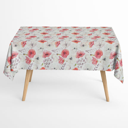 textile Tischdecke mit Blumen Mohnblüten