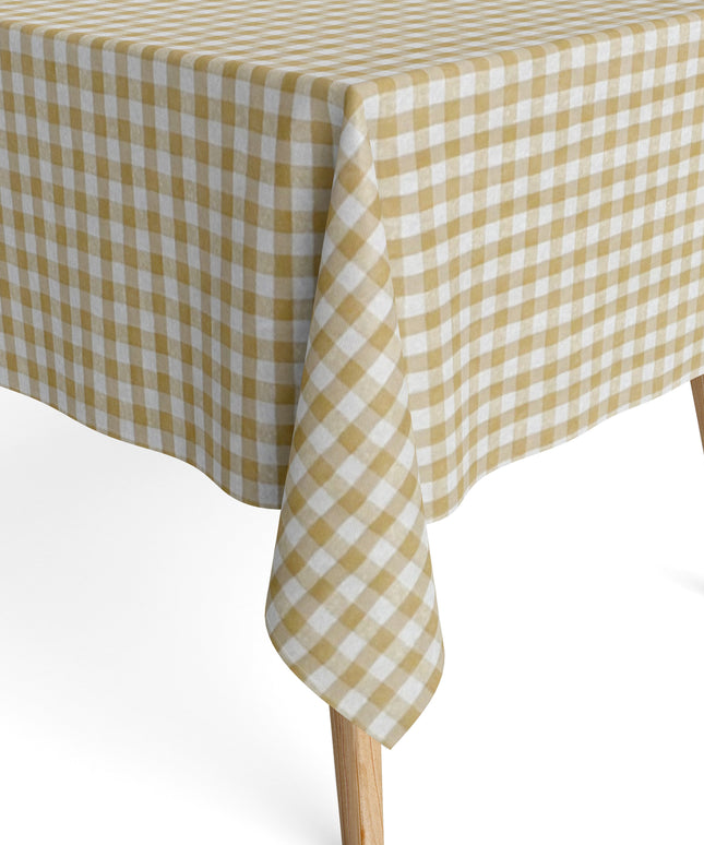 Baumwoll Tischdecke kariert beige
