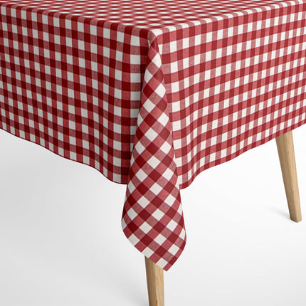 Jacquard Tischdecke aus beschichteter Baumwolle Fleckenschutz MENORCA-C401 kariert rot eckig rund oval
