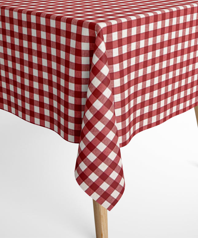 Jacquard Tischdecke aus beschichteter Baumwolle Fleckenschutz MENORCA-C401 kariert rot eckig rund oval