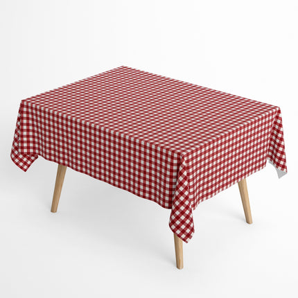 Jacquard Tischdecke aus beschichteter Baumwolle Fleckenschutz MENORCA-C401 kariert rot eckig rund oval