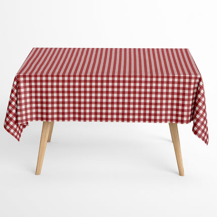 Jacquard Tischdecke aus beschichteter Baumwolle Fleckenschutz MENORCA-C401 kariert rot eckig rund oval