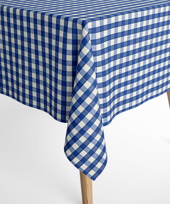 textile Baumwolltischdecke kariert blau
