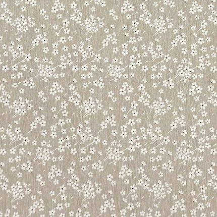 Jacquard Tischdecke aus beschichteter Baumwolle mit Fleckenschutz MILFLORES01 beige zarte Blümchen - Größe, Form und Einfassung frei wählbar