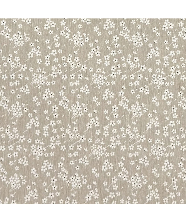 Jacquard Tischdecke aus beschichteter Baumwolle mit Fleckenschutz MILFLORES01 beige zarte Blümchen - Größe, Form und Einfassung frei wählbar