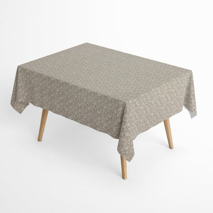 Jacquard Tischdecke aus beschichteter Baumwolle mit Fleckenschutz MILFLORES01 beige zarte Blümchen - Größe, Form und Einfassung frei wählbar