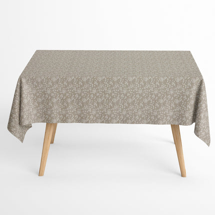 Jacquard Tischdecke aus beschichteter Baumwolle mit Fleckenschutz MILFLORES01 beige zarte Blümchen - Größe, Form und Einfassung frei wählbar