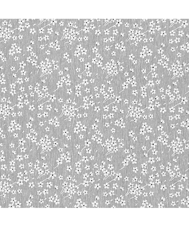 Jacquard-Tischdecke aus beschichteter Baumwolle in Grau mit feinem weißen Streublümchenmuster, fleckenabweisend.
