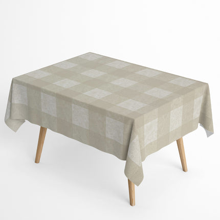Baumwoll Tischdecke kariert beige Blumen