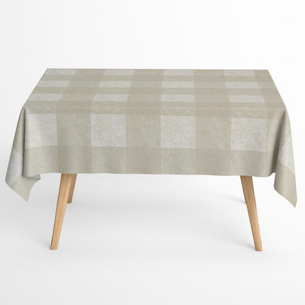 Baumwoll Tischdecke kariert beige Blumen