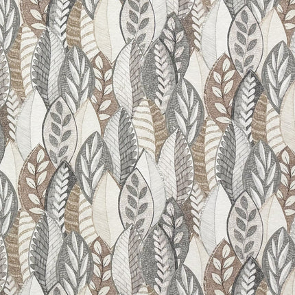 Baumwoll Tischdecke Blätter Laube beige grau