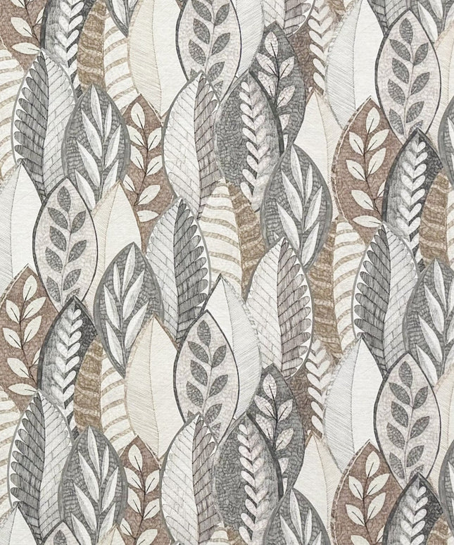 Baumwoll Tischdecke Blätter Laube beige grau