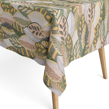 Baumwoll Tischdecke beige grün Herbst