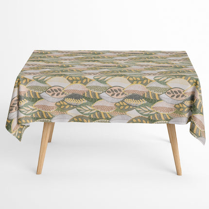 Baumwoll Tischdecke beige grün Herbst