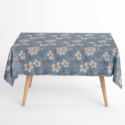 Tischdecke beschichtete Baumwoll Lilien Blumen blau