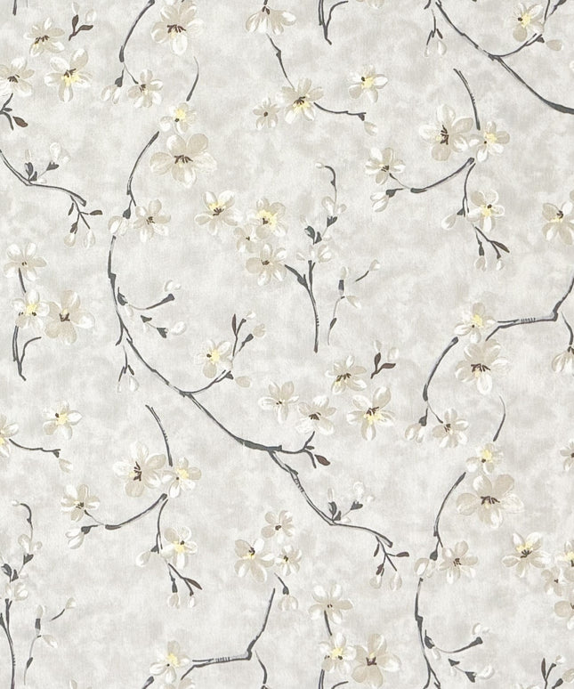 Baumwoll Tischdecke Kirschblüte grau