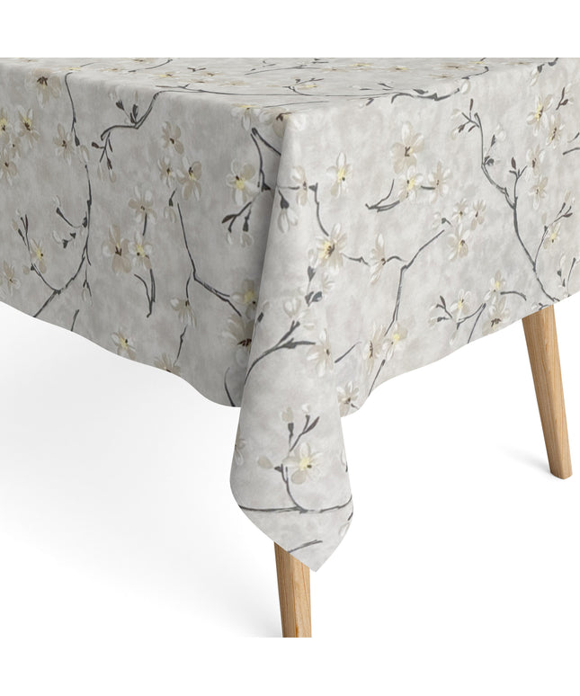 Baumwoll Tischdecke Kirschblüte grau