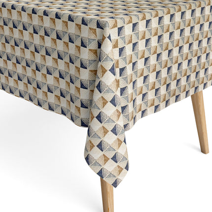 Jacquard Tischdecke aus beschichteter Baumwolle Fleckenschutz OLAYA Geometrie Würfel retro eckig rund oval