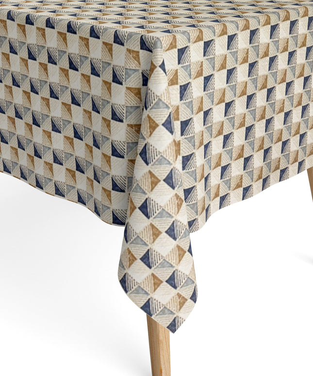 Jacquard Tischdecke aus beschichteter Baumwolle Fleckenschutz OLAYA Geometrie Würfel retro eckig rund oval