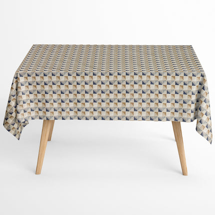 Jacquard Tischdecke aus beschichteter Baumwolle Fleckenschutz OLAYA Geometrie Würfel retro eckig rund oval