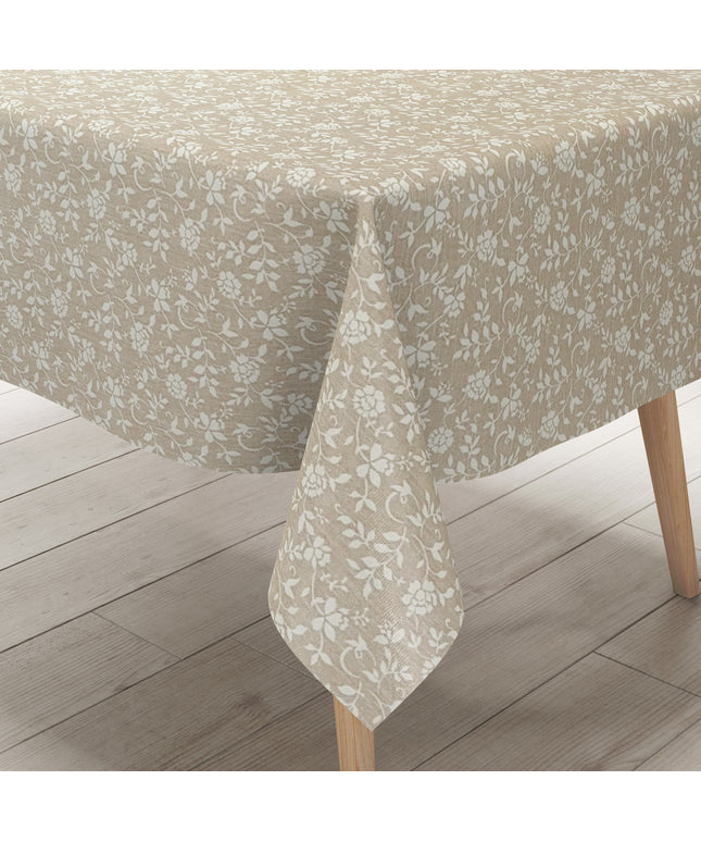 Wachstuch Tischdecke Rosen beige Leinen