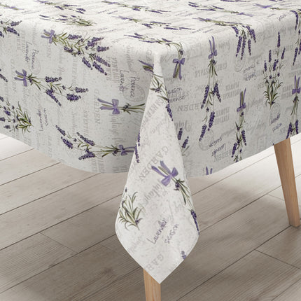 Wachstuch Tischdecke 160 cm Breite Übergröße P1010-2 silber Lavendel Provence Blüten Sommer eckig rund oval