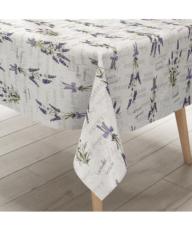 Wachstuch Tischdecke 160 cm Breite Übergröße P1010-2 silber Lavendel Provence Blüten Sommer eckig rund oval