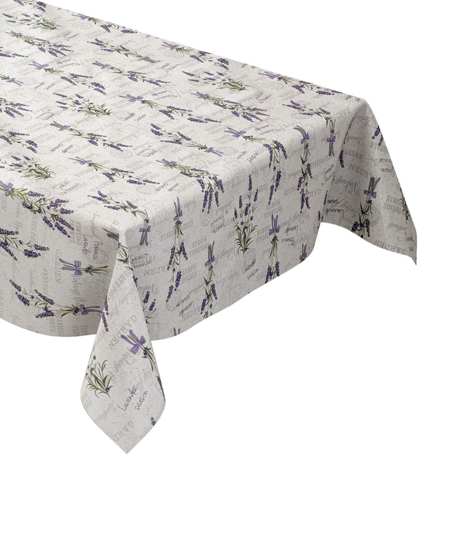 Wachstuch Tischdecke 160 cm Breite Übergröße P1010-2 silber Lavendel Provence Blüten Sommer eckig rund oval