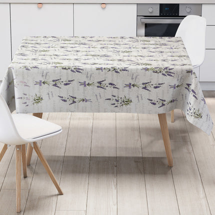 Wachstuch Tischdecke 160 cm Breite Übergröße P1010-2 silber Lavendel Provence Blüten Sommer eckig rund oval