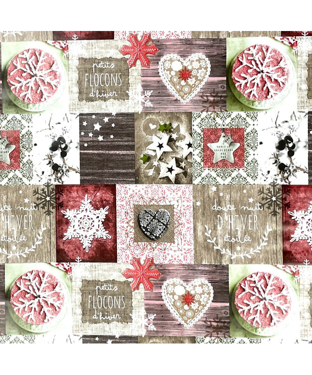 Wachstuch Rolle Weihnachten P1031-2 Sterne Herzen Winter rot Rollenware