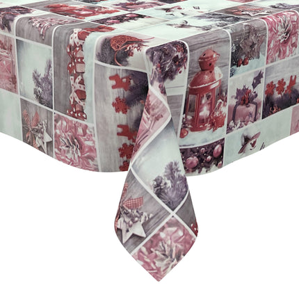 Wachstuch Tischdecke Weihnachten P1032-3 rot Schneemann Laterne eckig rund oval