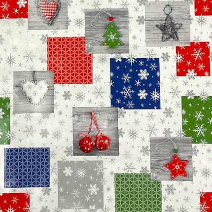 Wachstuch Rolle Weihnachten P1033-1 Herzen Kugeln Schneeflocken Rollenware