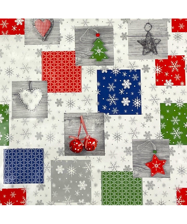 Wachstuch Rolle Weihnachten P1033-1 Herzen Kugeln Schneeflocken Rollenware