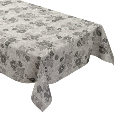 Wachstuch Tischdecke gerägt floral grau