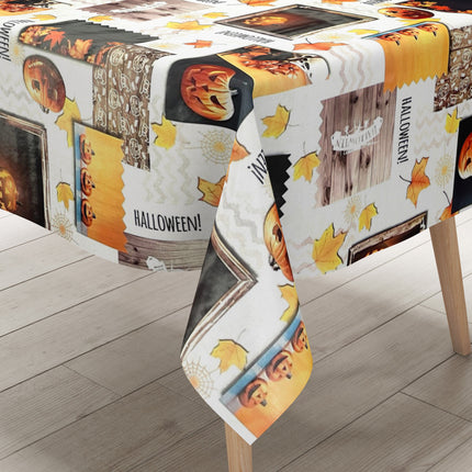 Wachstuch Tischdecke H3110 Halloween Kürbis Laub Herbst - Größe, Form und Einfassung frei wählbar