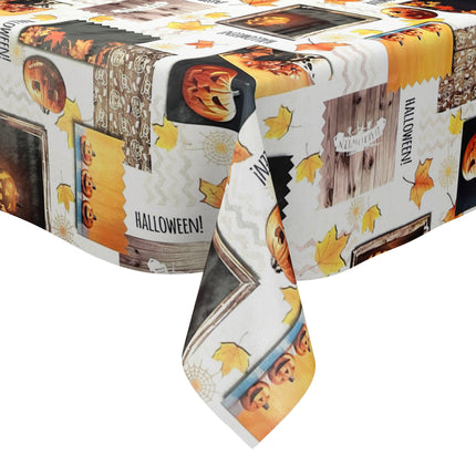 Wachstuch Tischdecke H3110 Halloween Kürbis Laub Herbst - Größe, Form und Einfassung frei wählbar