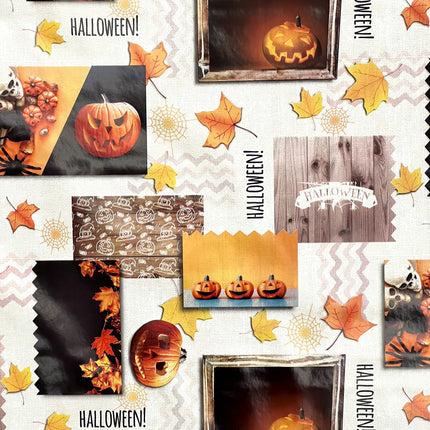 Wachstuch Tischdecke H3110 Halloween Kürbis Laub Herbst - Größe, Form und Einfassung frei wählbar