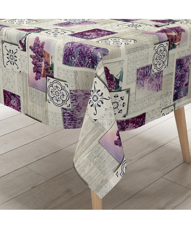 Wachstuch Tischdecke Flieder Holz