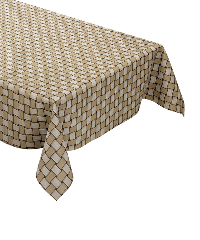 Wachstuch Tischdecke Rattan beige braun
