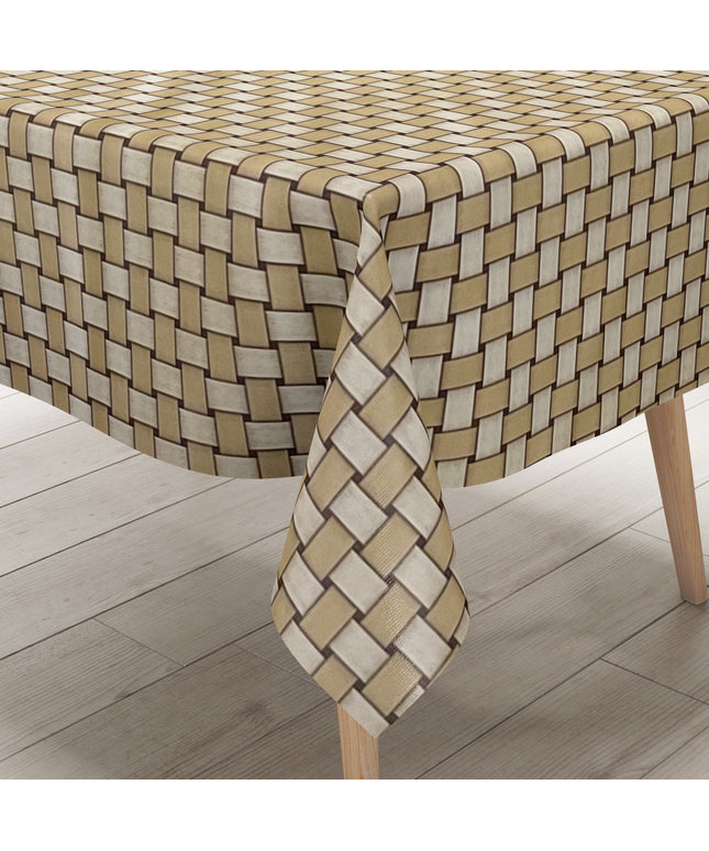 Wachstuch Tischdecke Rattan Optik beige