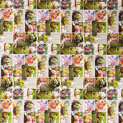 Wachstuch Tischdecke Meterware P1091-1 HAPPY EASTER Ostern - Größe & Form & Einfassung wählbar